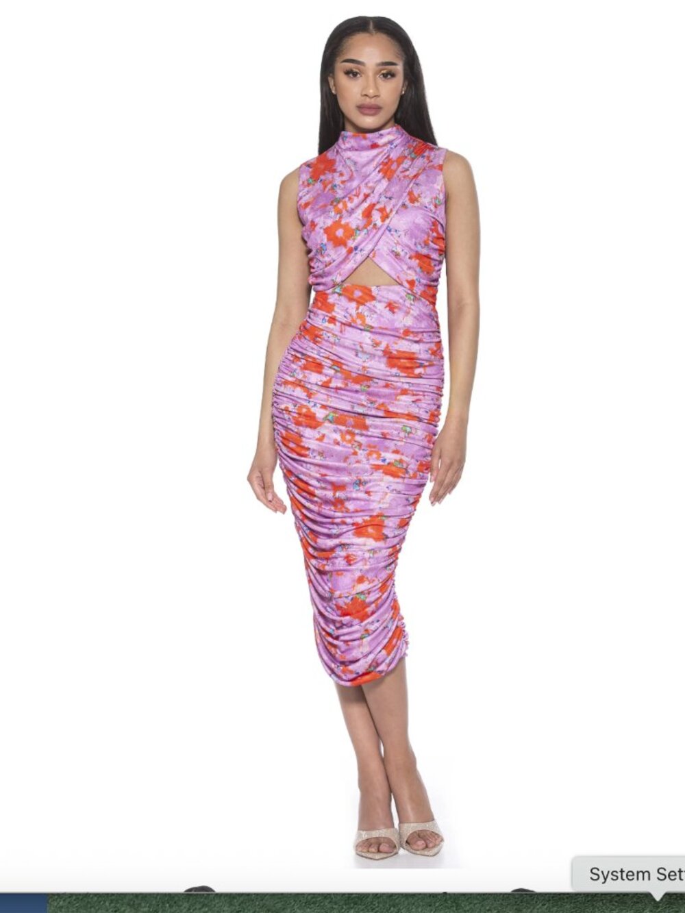 Alexia Admor Khloe Dress Hot Pink Ruched Cut Out Mock Neck Size Small